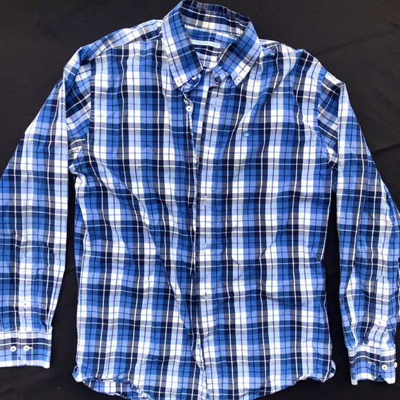 Blue plaid button down - Picture 2 of 4